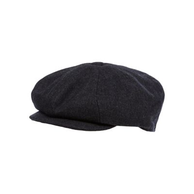 Designer grey wool blend baker boy cap